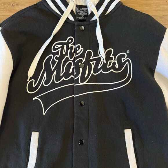 New Misfits Snap Button Black And White Varsity Jacket Fiend Graphic Size Small - Picture 4 of 7